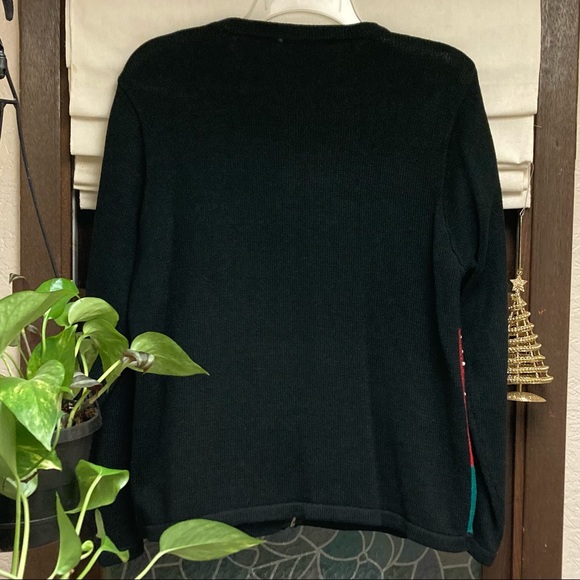 Vintage not-ugly beaded & embroidered zip Christmas cardigan sweater, medium - Picture 2 of 9
